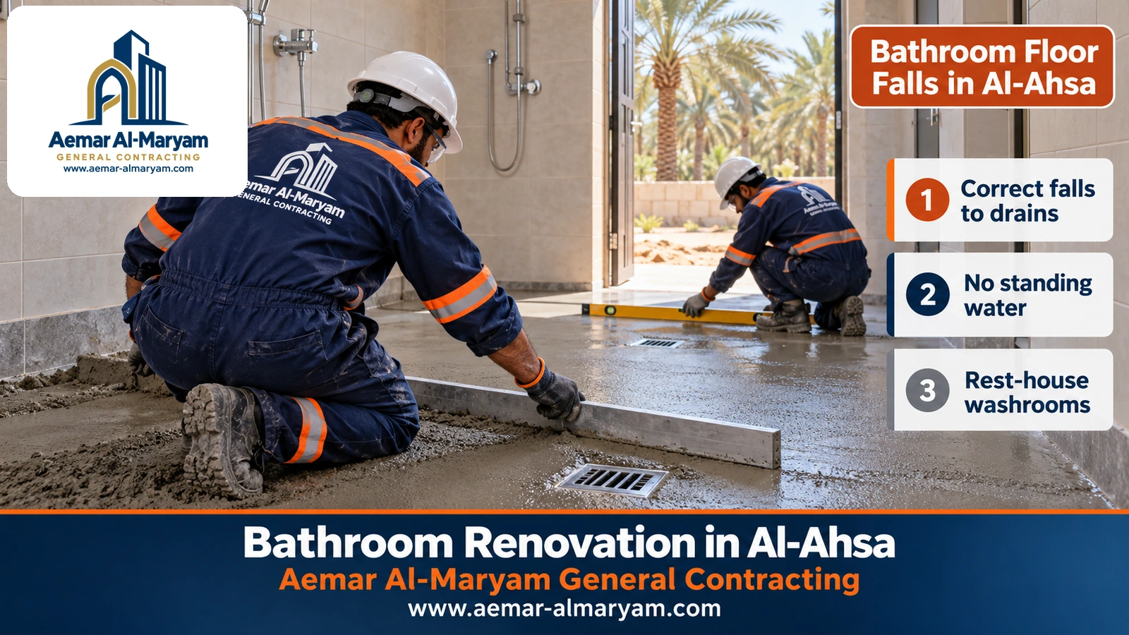 Bathroom floor falls in Al-Ahsa in a rest-house shower block