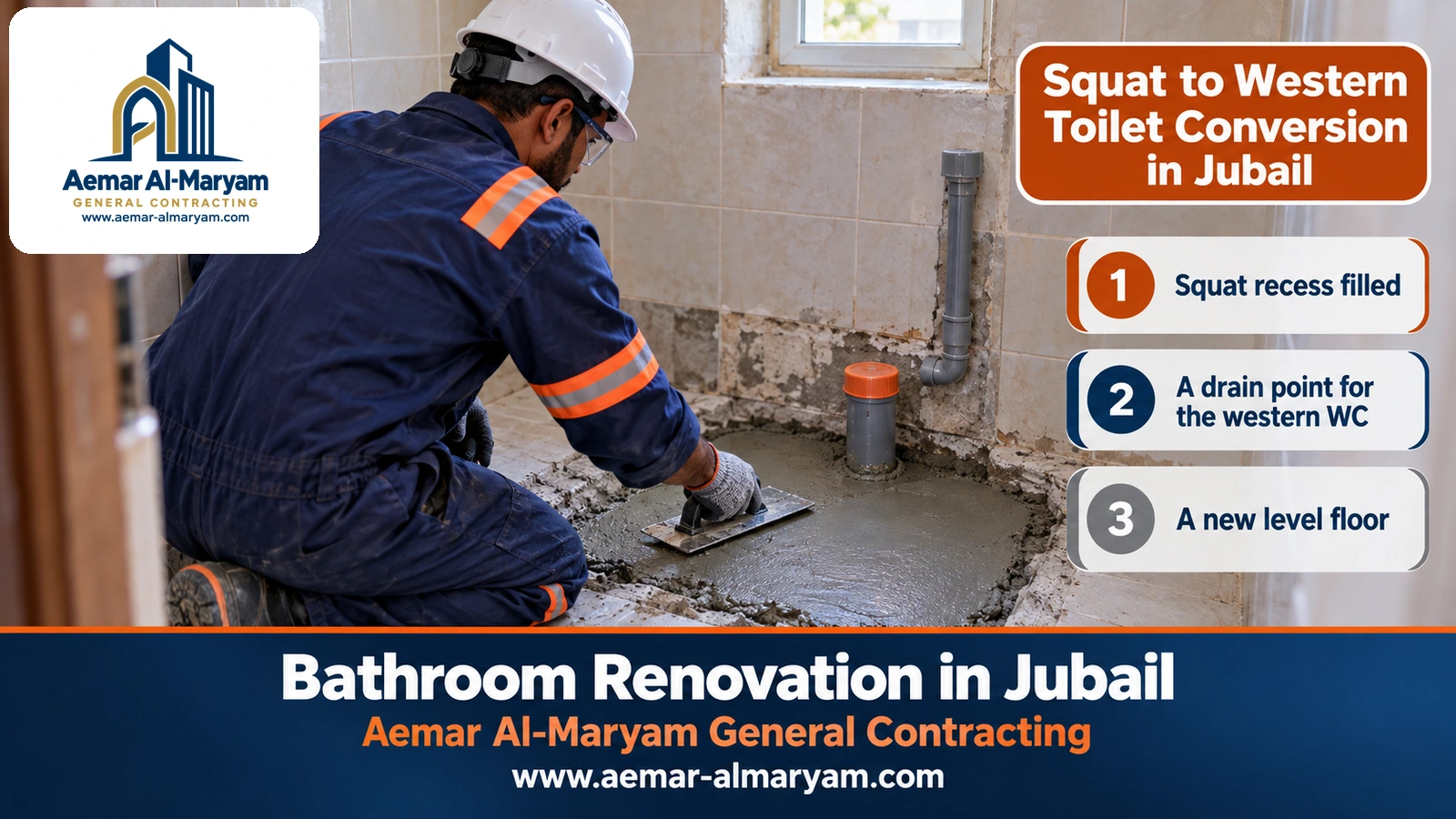 Squat to Western Toilet Conversion in Jubail