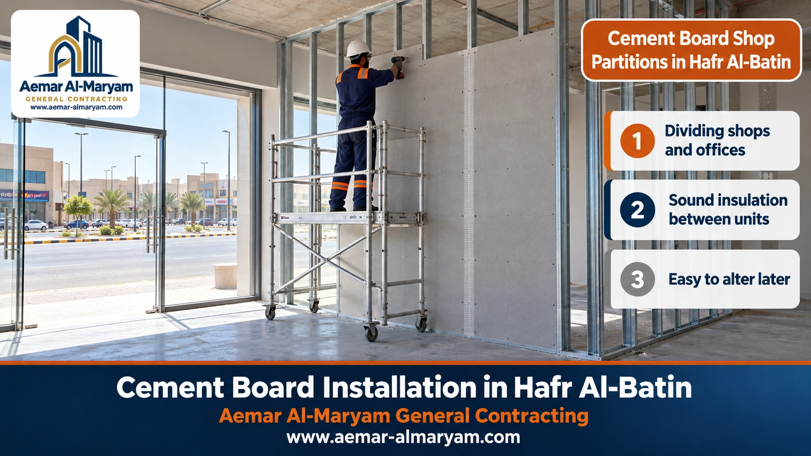Cement Board Shop Partitions in Hafr Al-Batin