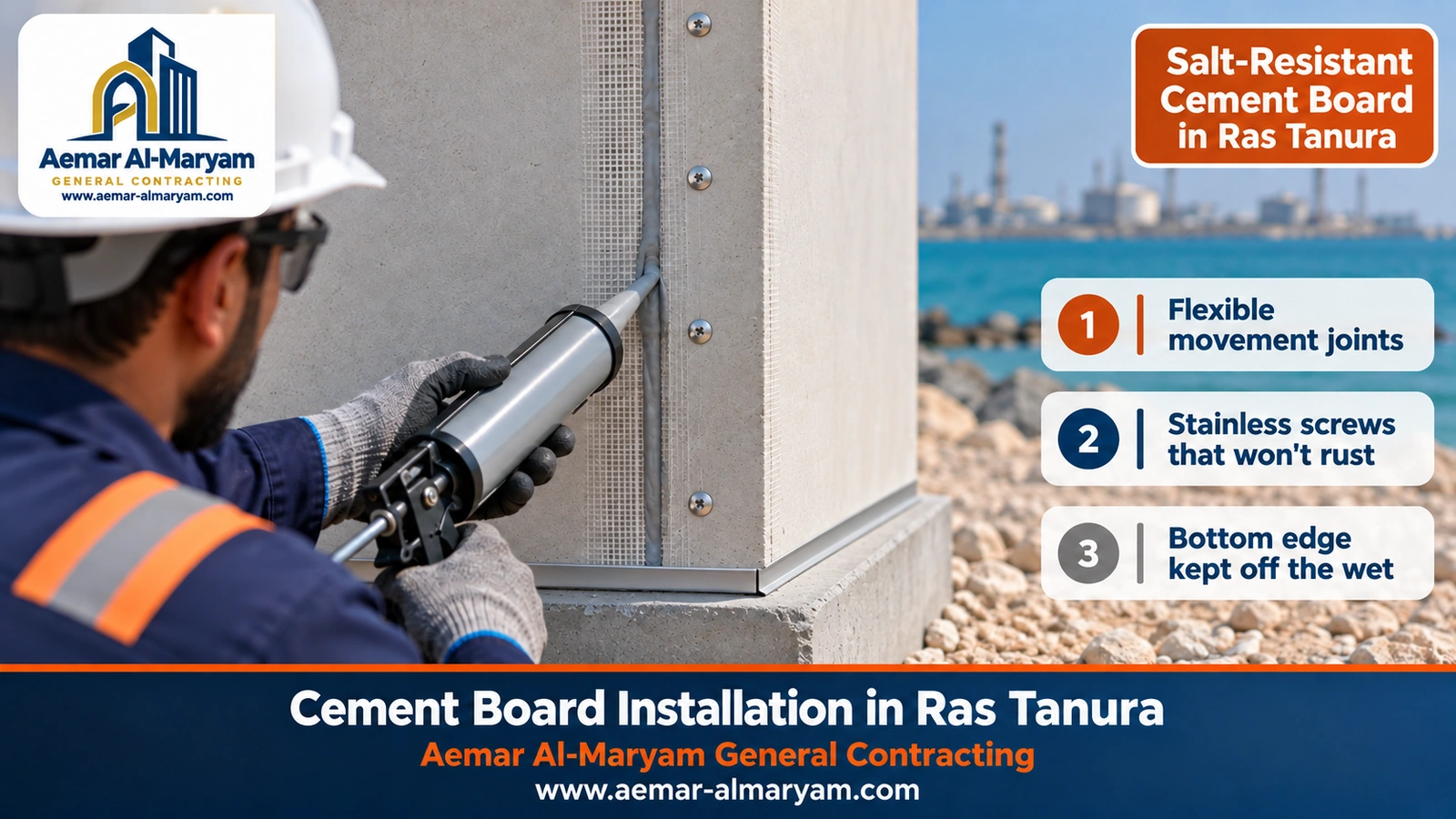 Salt-Resistant Cement Board in Ras Tanura
