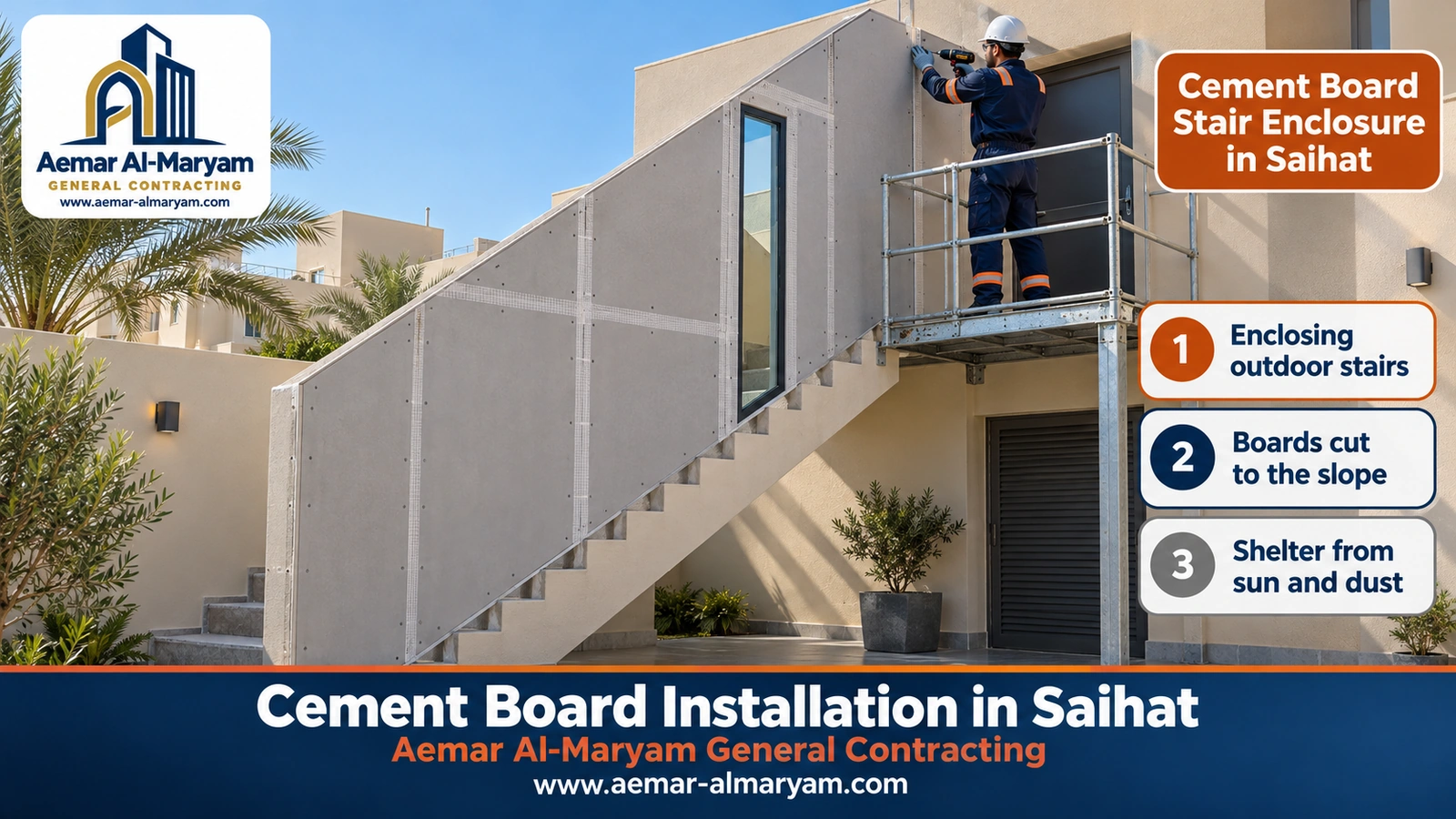 Cement Board Stair Enclosure in Saihat