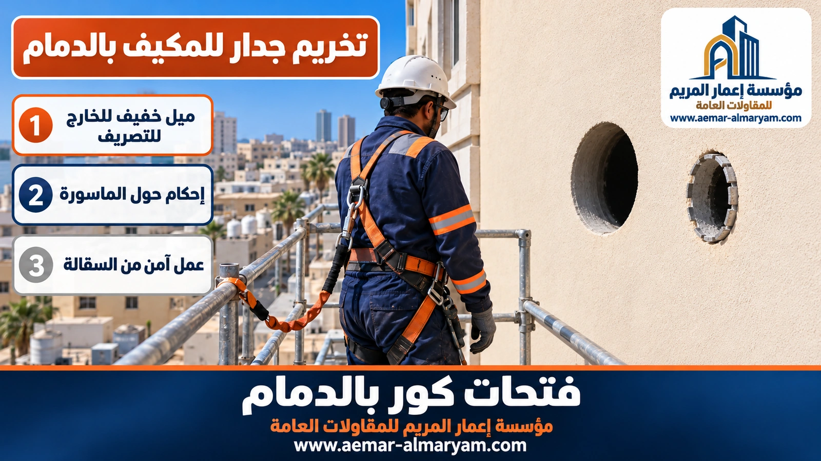 فتحة كور للمكيف بالدمام في جدار خارجي