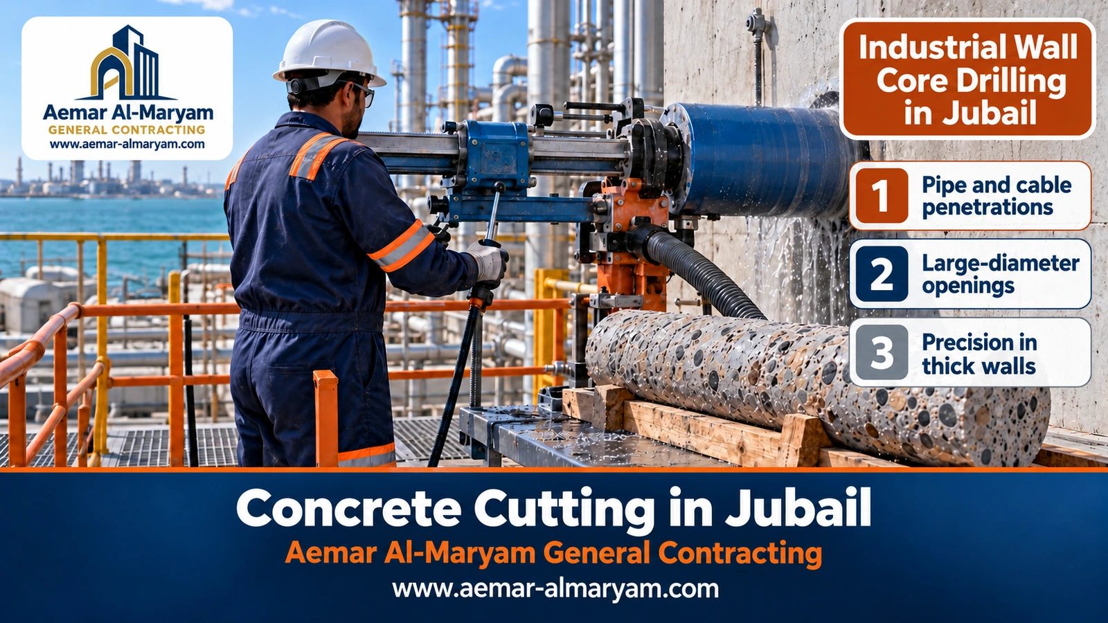 Industrial Wall Core Drilling in Jubail