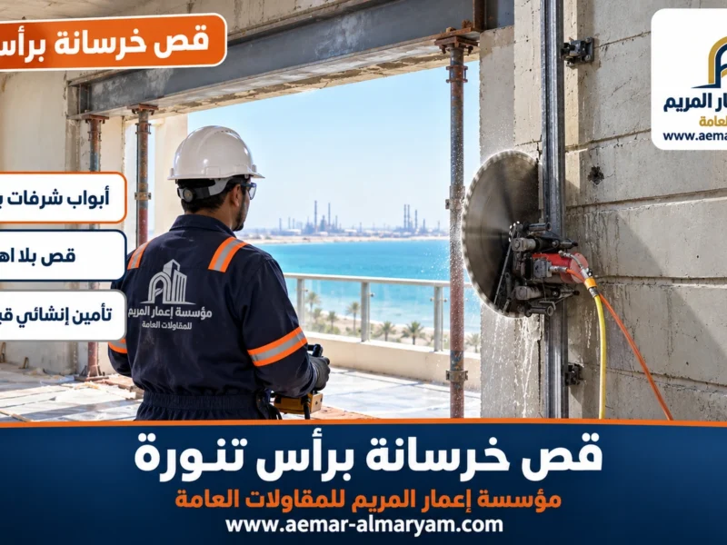 قص خرسانة برأس تنورة