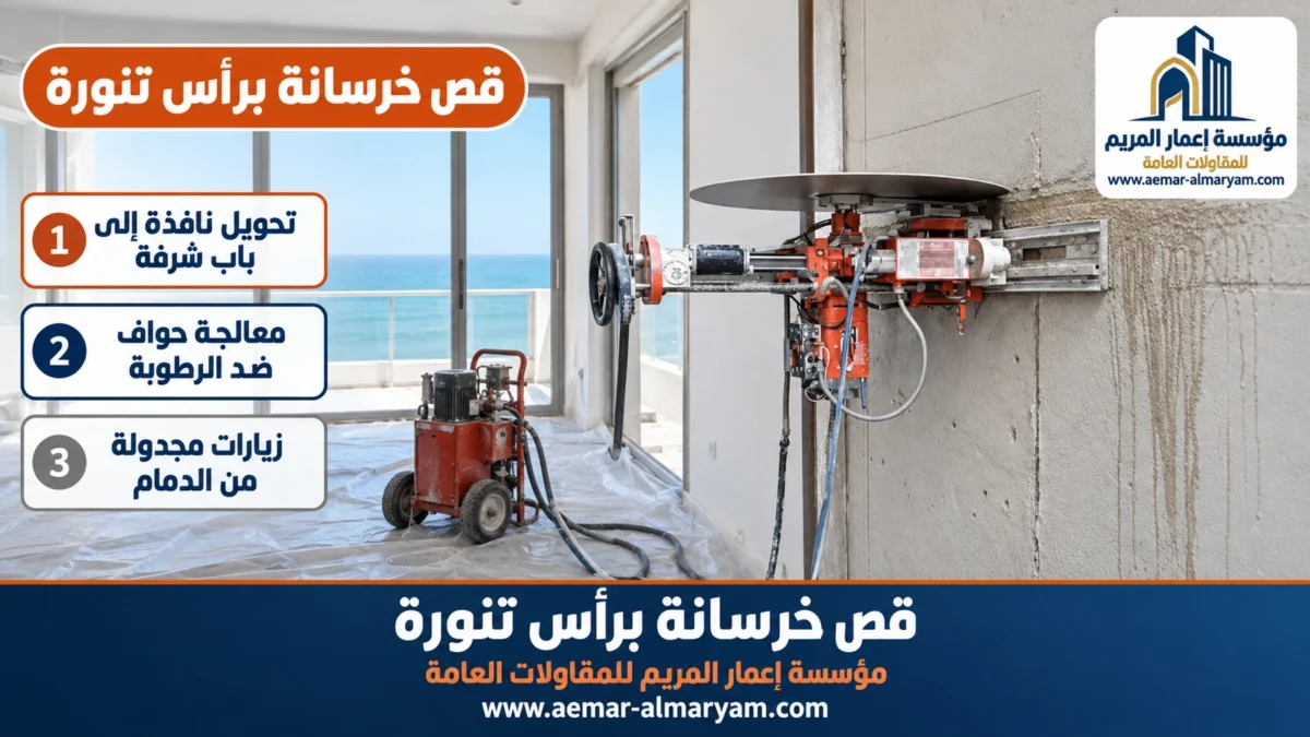 قص خرسانة برأس تنورة