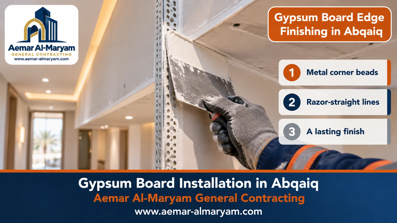 Gypsum Board Edge Finishing in Abqaiq