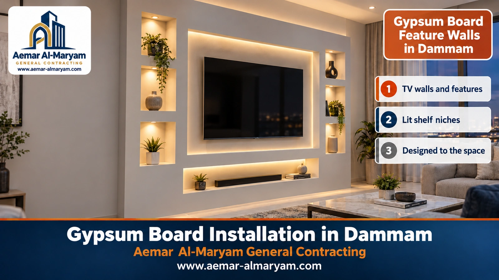 Gypsum Board Feature Walls in Dammam