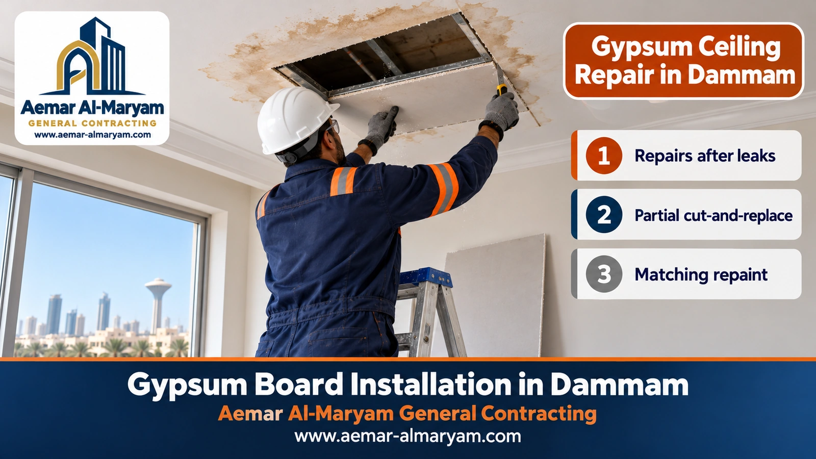 Gypsum Ceiling Repair in Dammam