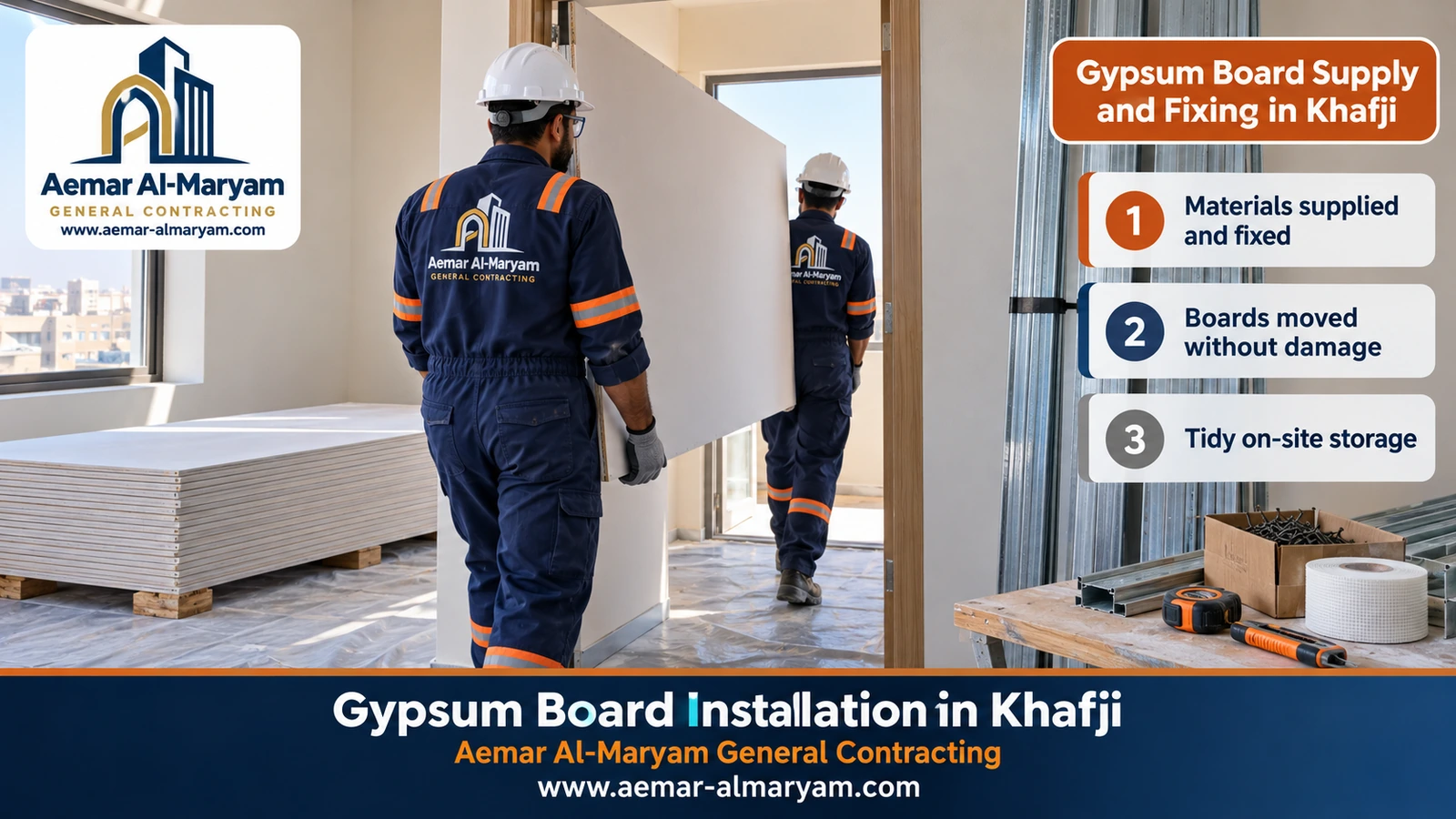 Gypsum Board Supply and Fixing in Khafji