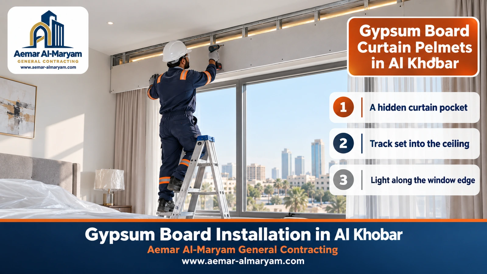 Gypsum Board Curtain Pelmets in Al Khobar