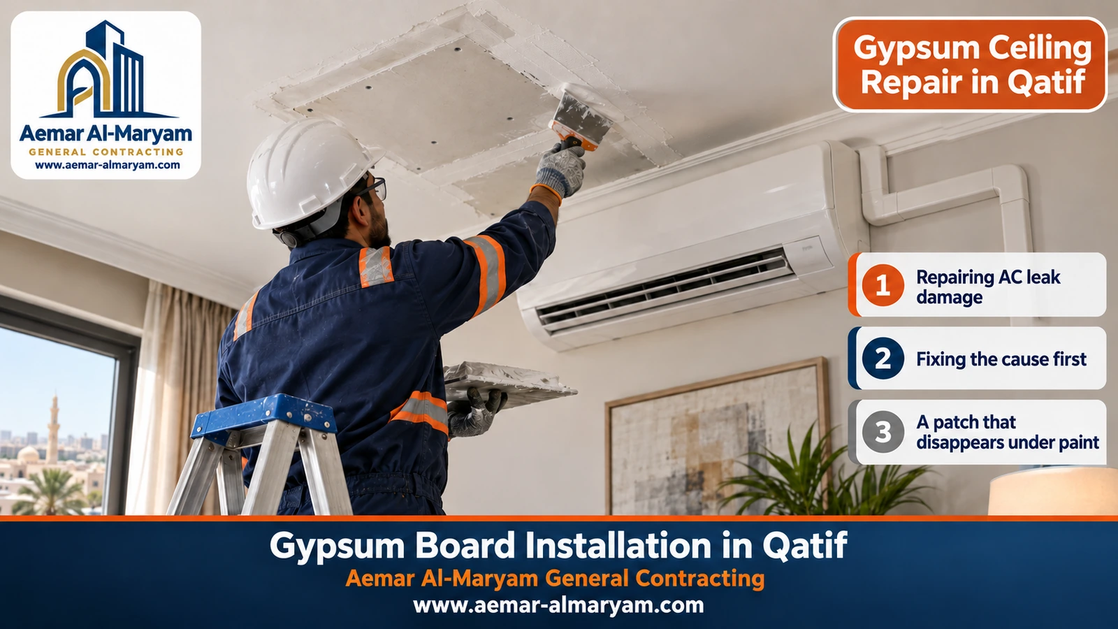 Gypsum Ceiling Repair in Qatif