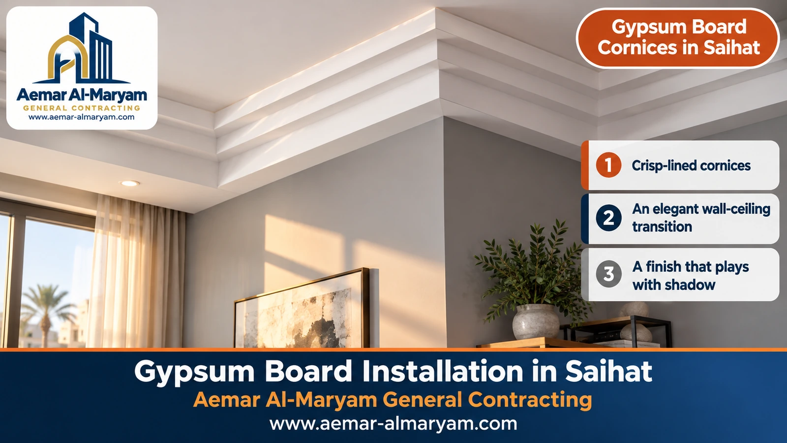 Gypsum Board Cornices in Saihat