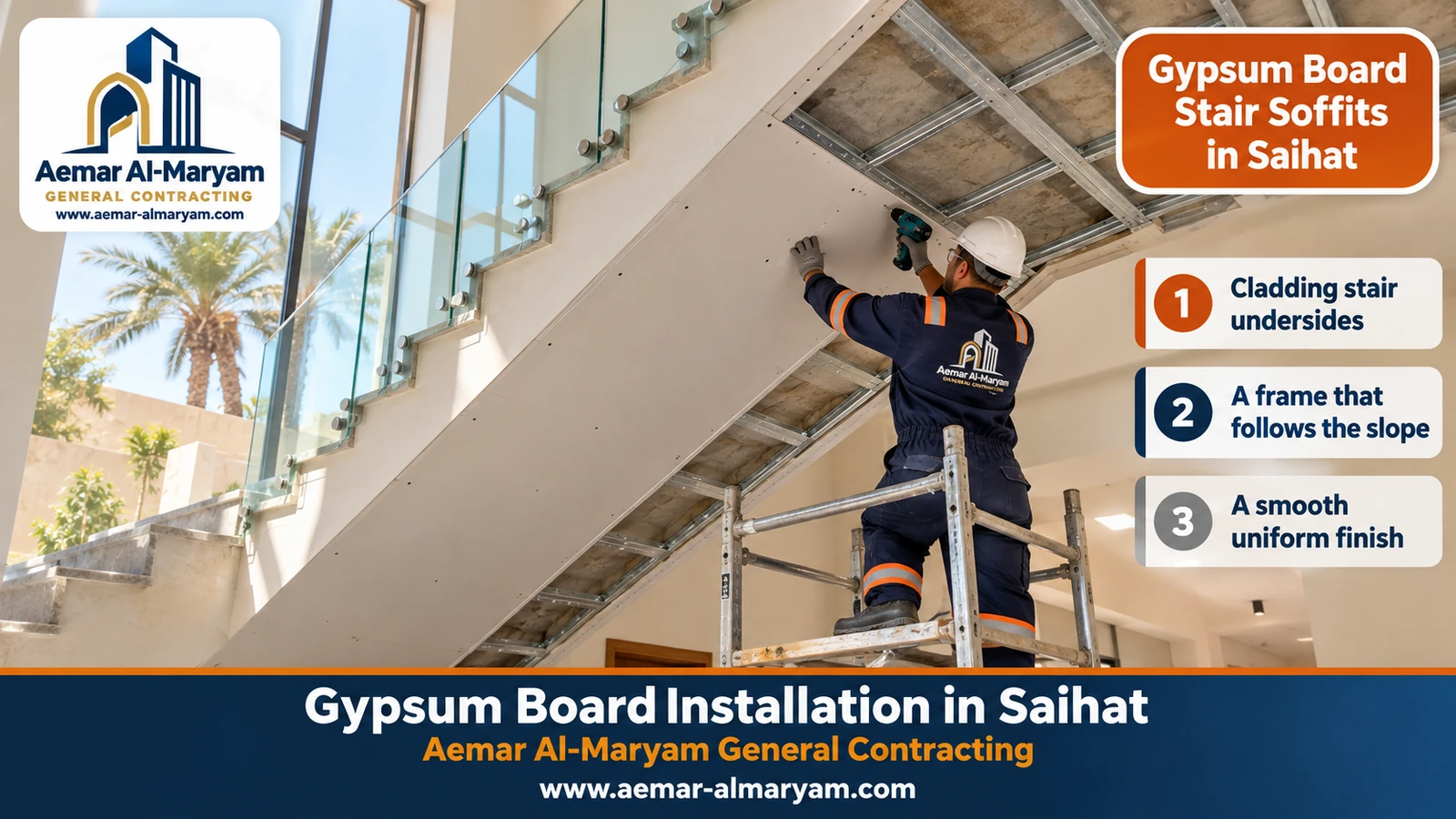 Gypsum Board Stair Soffits in Saihat
