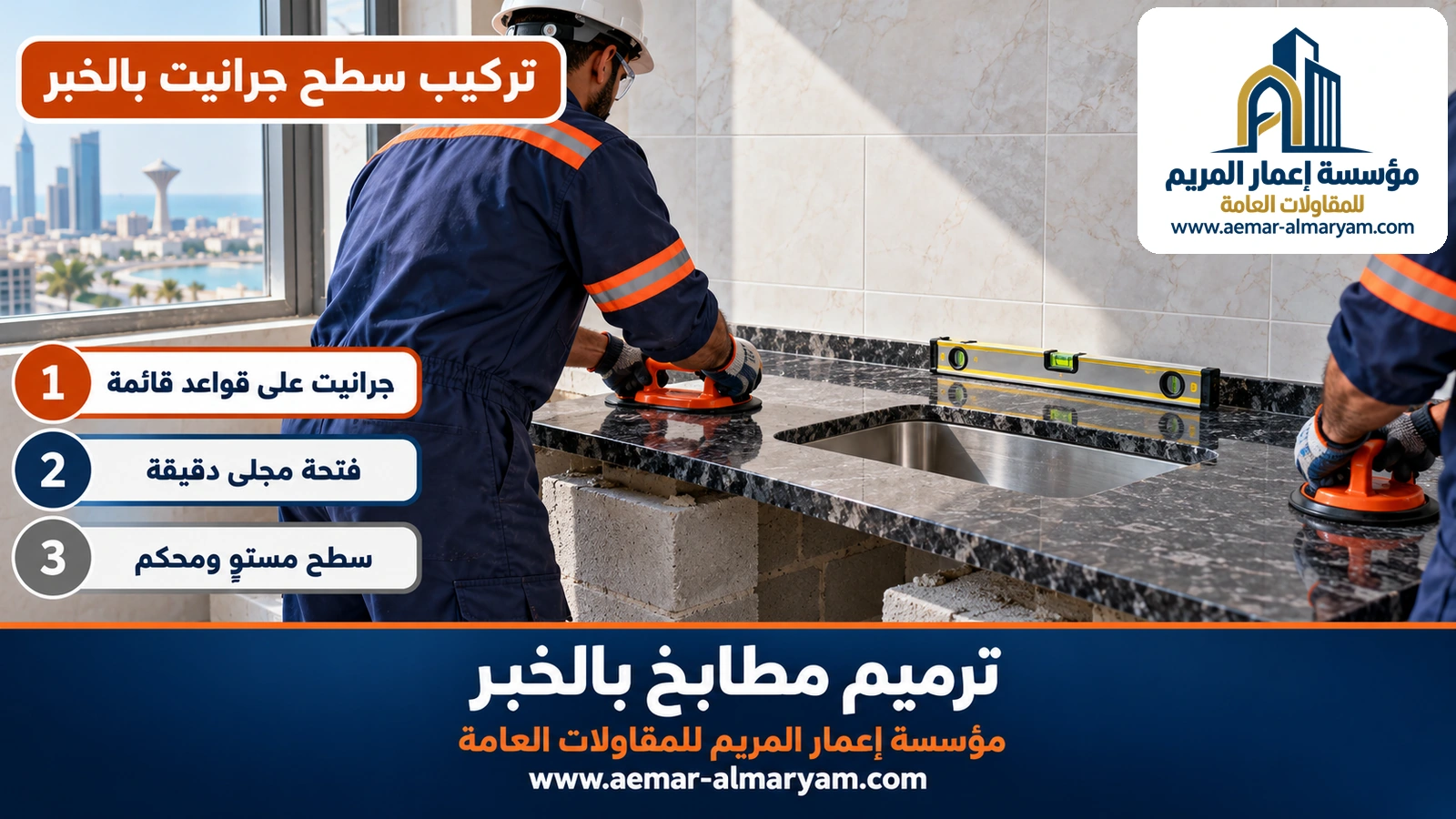 تركيب سطح جرانيت بالخبر
