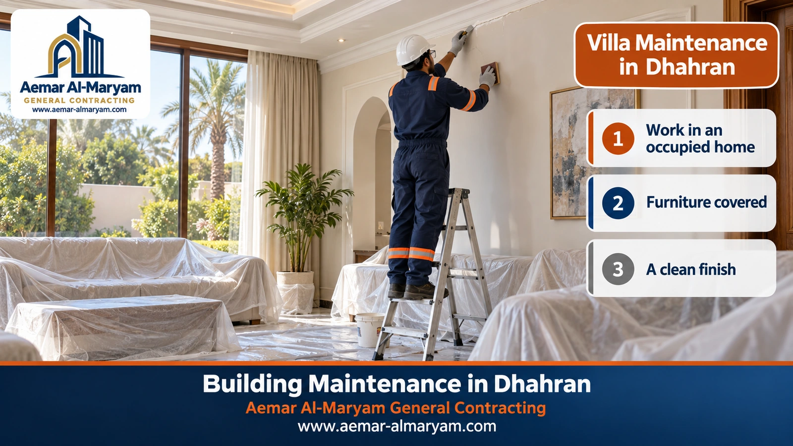Hairline crack repair in an occupied villa in Dhahran