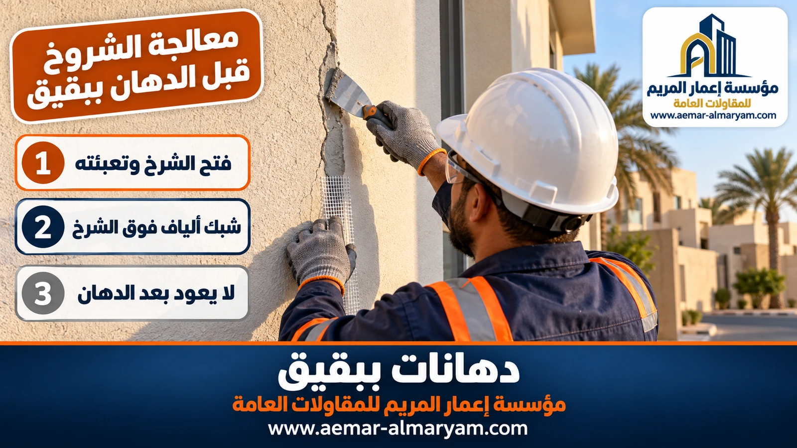 معالجة الشروخ قبل الدهان ببقيق