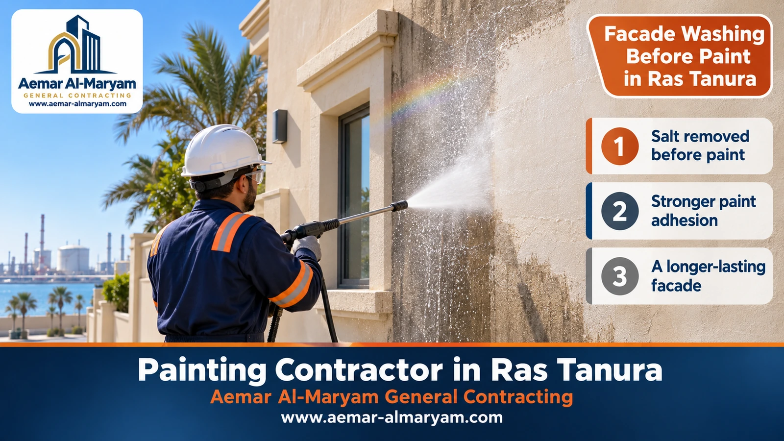 Facade Washing Before Paint in Ras Tanura