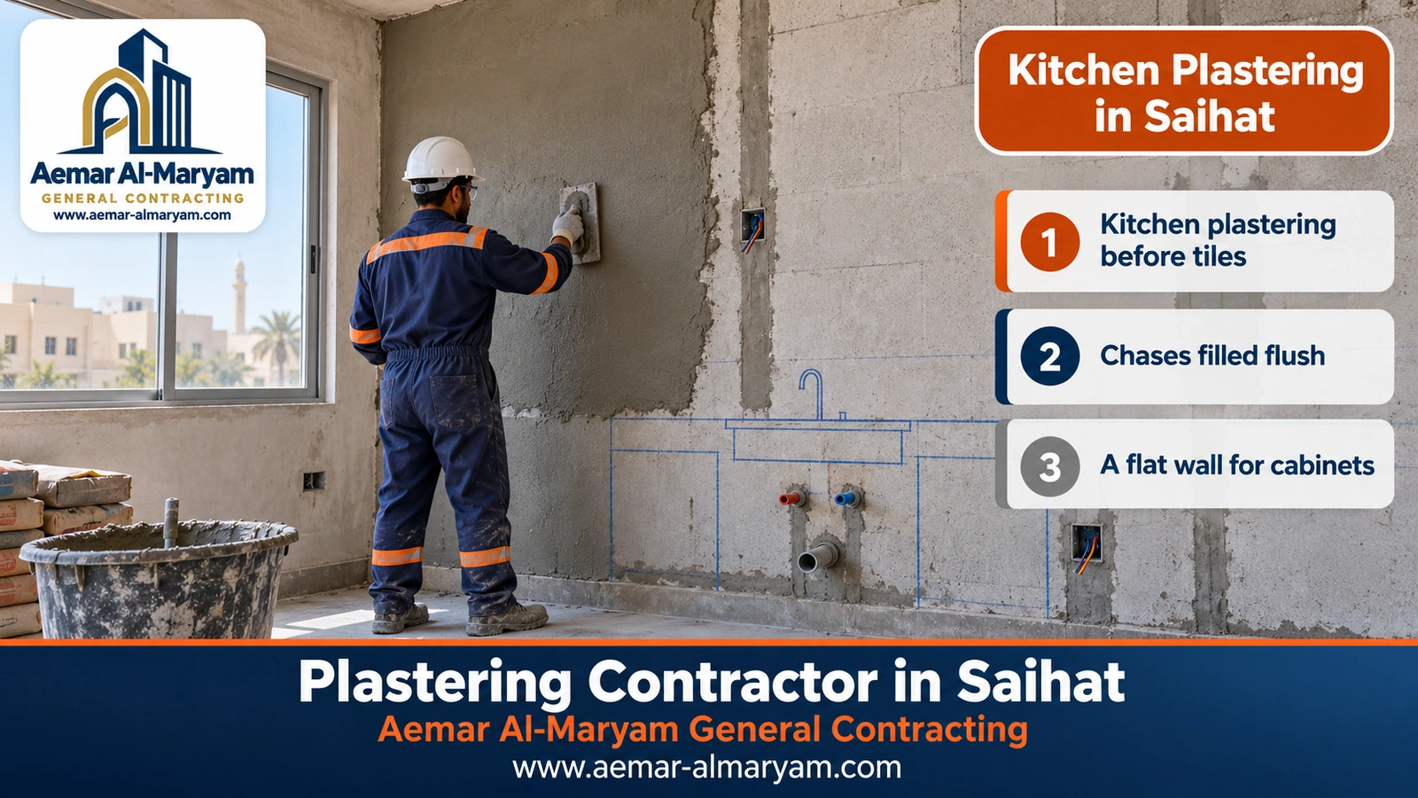 Kitchen plastering in Saihat