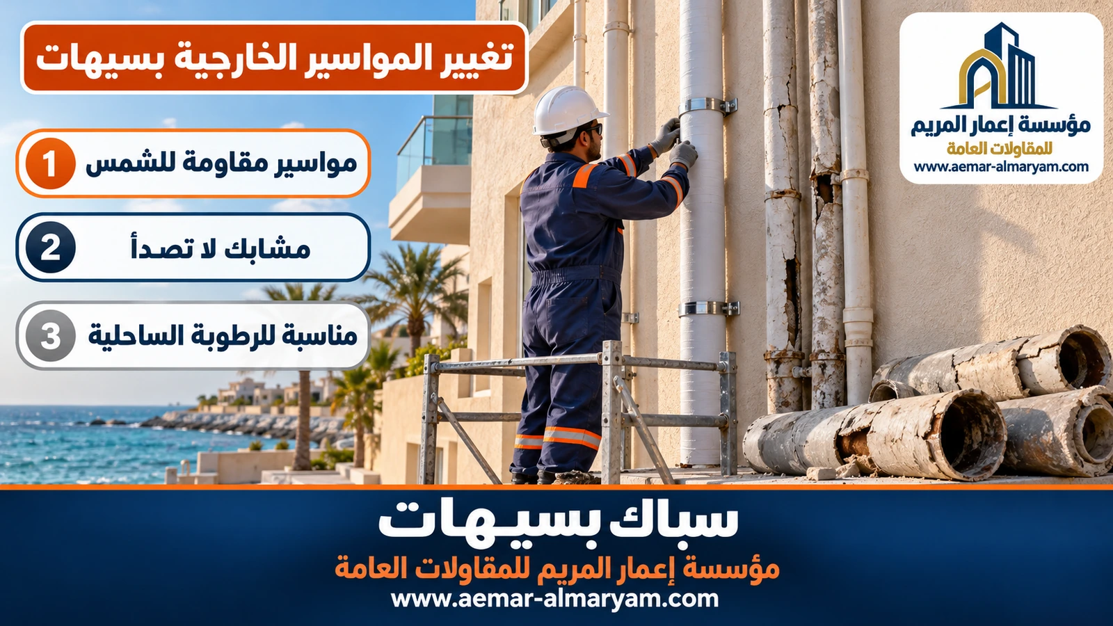 تغيير المواسير الخارجية بسيهات