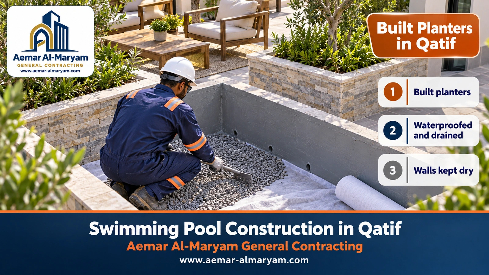 Built and waterproofed planters in Qatif