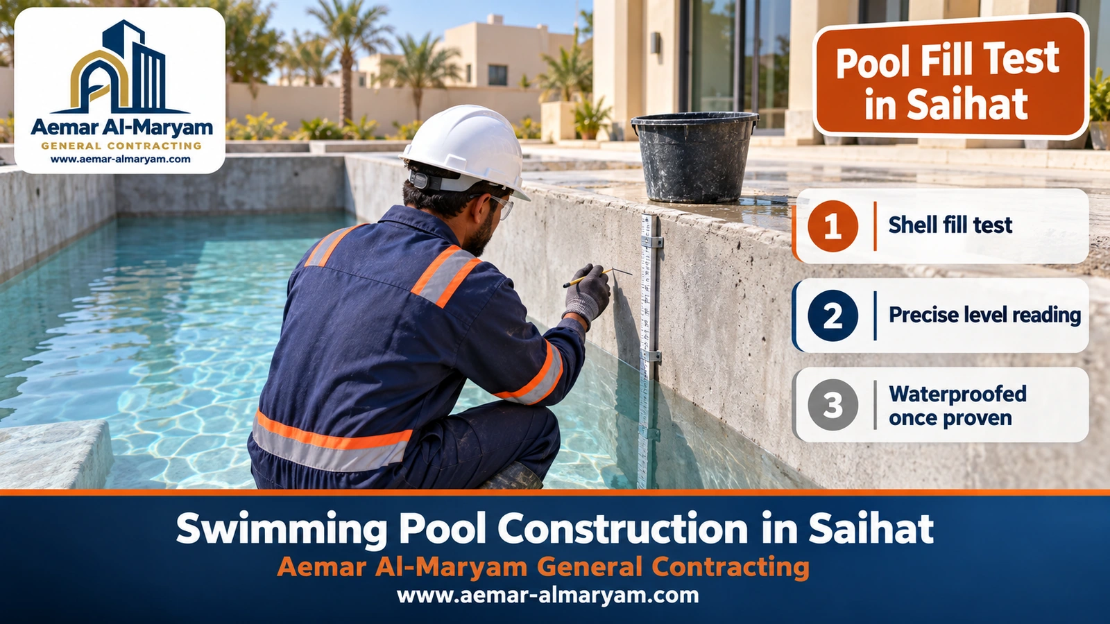 Fill test on a bare concrete pool shell in Saihat