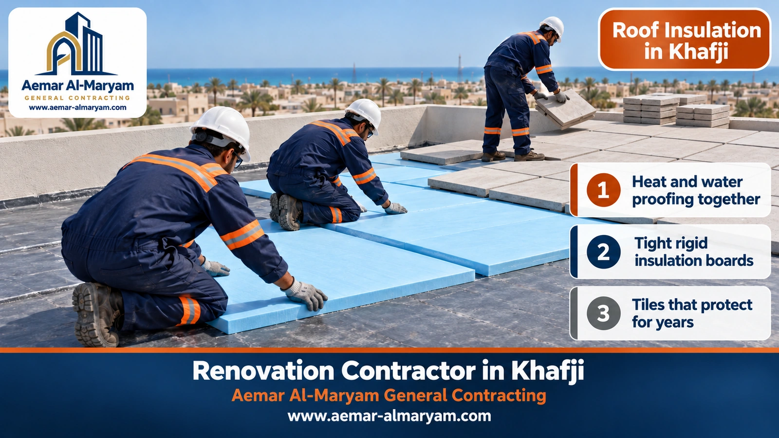 Roof insulation in Khafji with thermal insulation boards