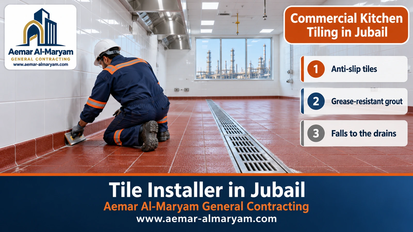 Commercial Kitchen Tiling in Jubail